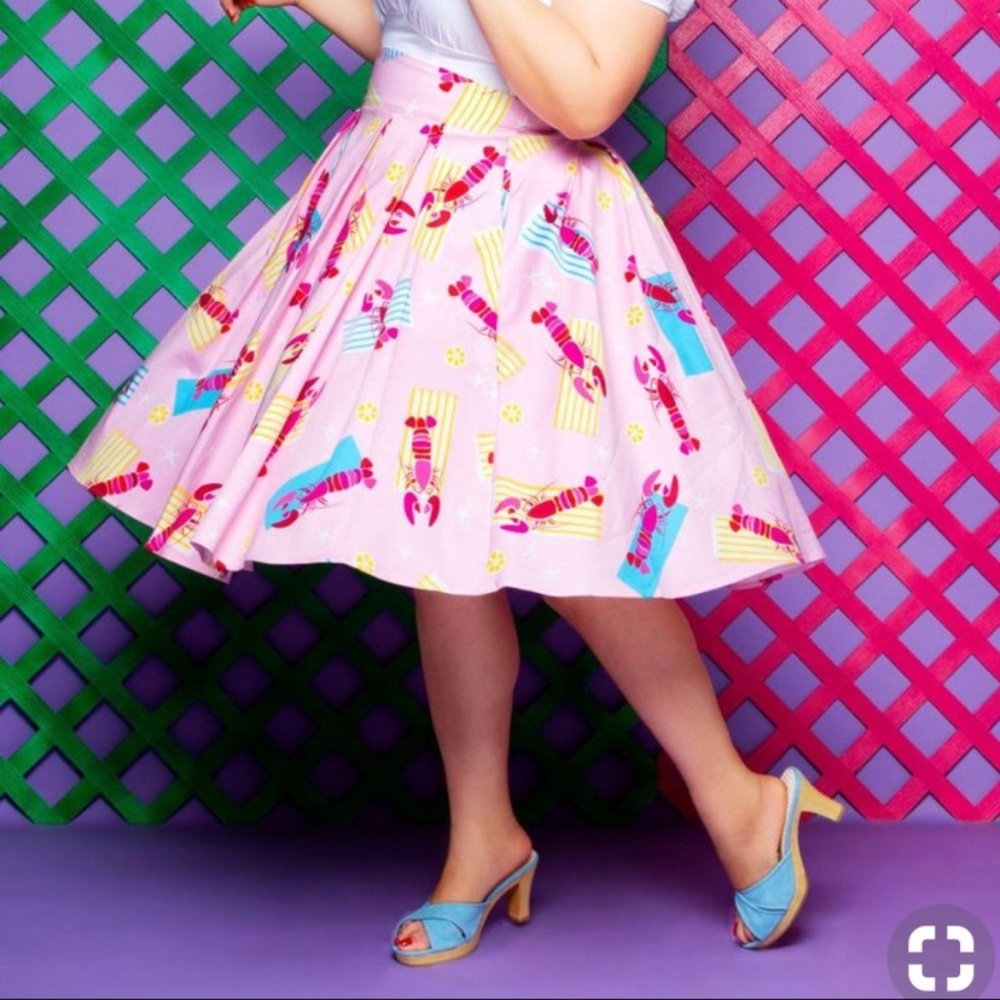 Dapper Day Pink Lobster Skirt Vintage Pinup Couture